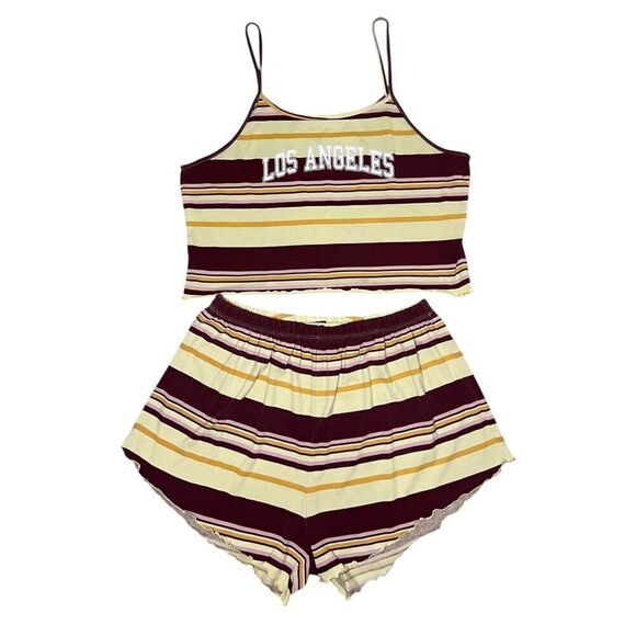 Weekend Soul Women’s Large Los Angeles 2-Piece Pajama Lounge Set Striped - Picture 2 of 8